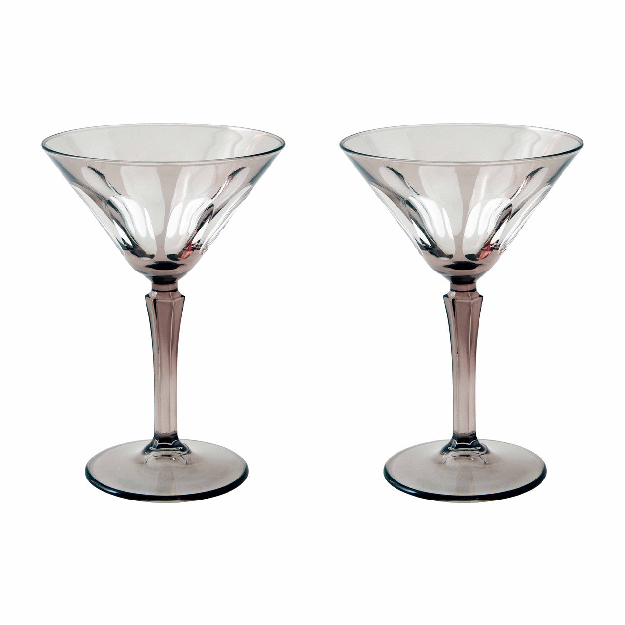 Rialto Glass Martini Set/2, Smoke