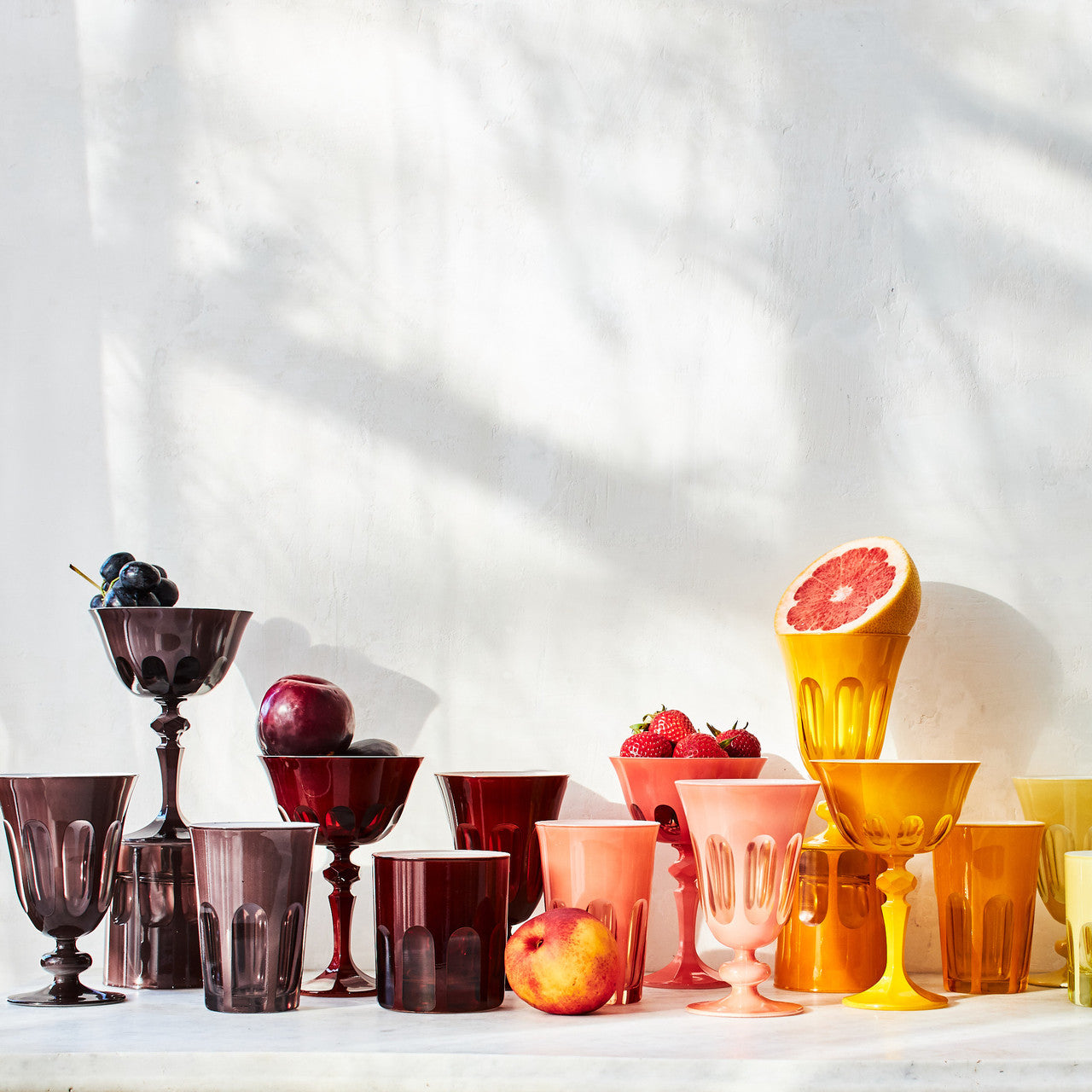 Rialto Glass Coupe Set/2, Salmon