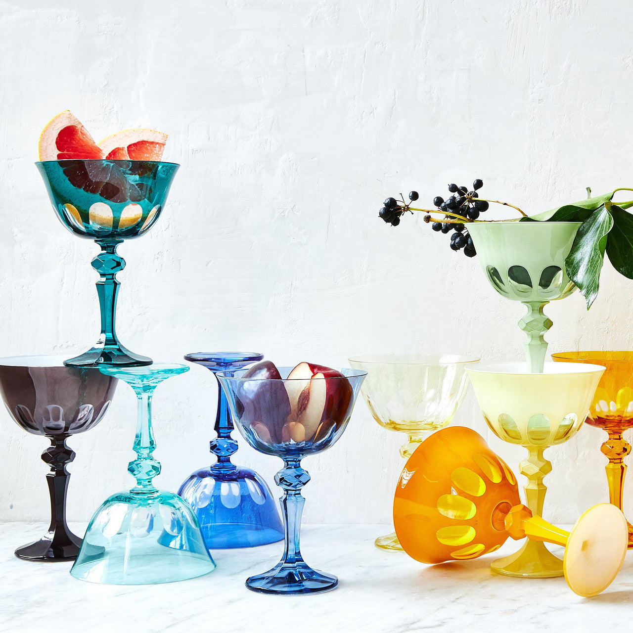 Rialto Glass Coupe Set/2, Menthe