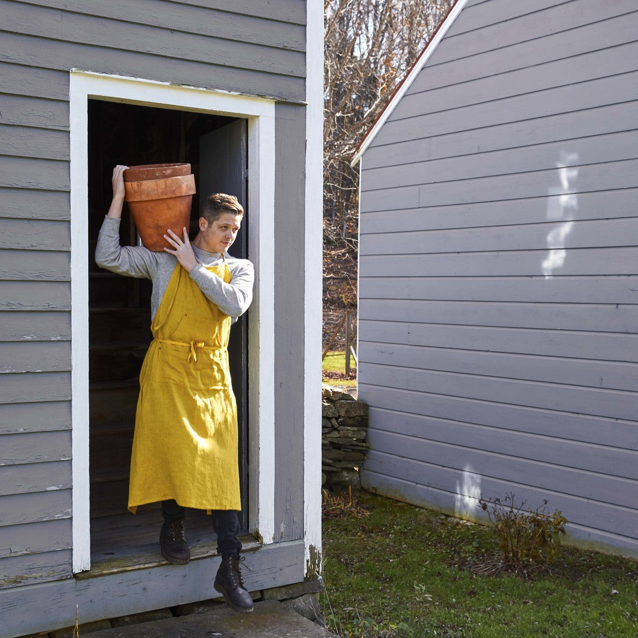 Linen Grand Apron, Salmon