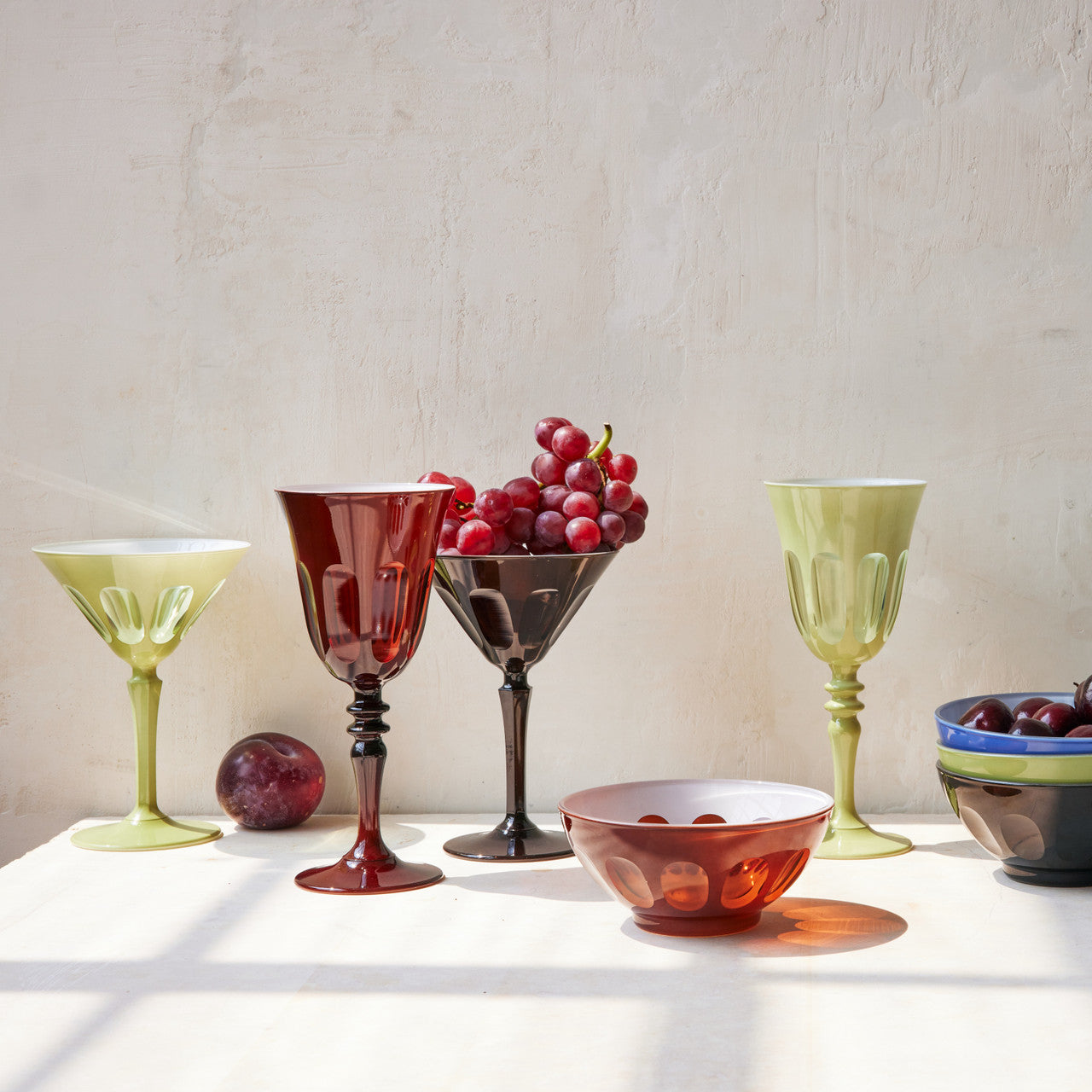 Rialto Glass Martini Set/2, Oxblood