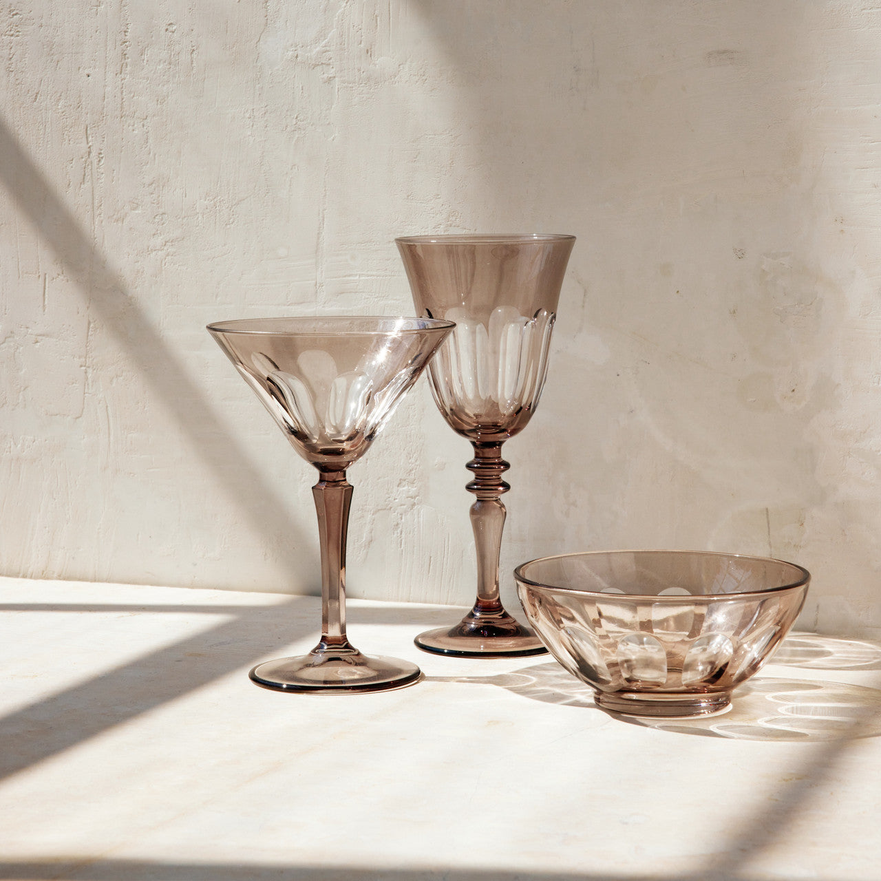 Rialto Glass Martini Set/2, Smoke