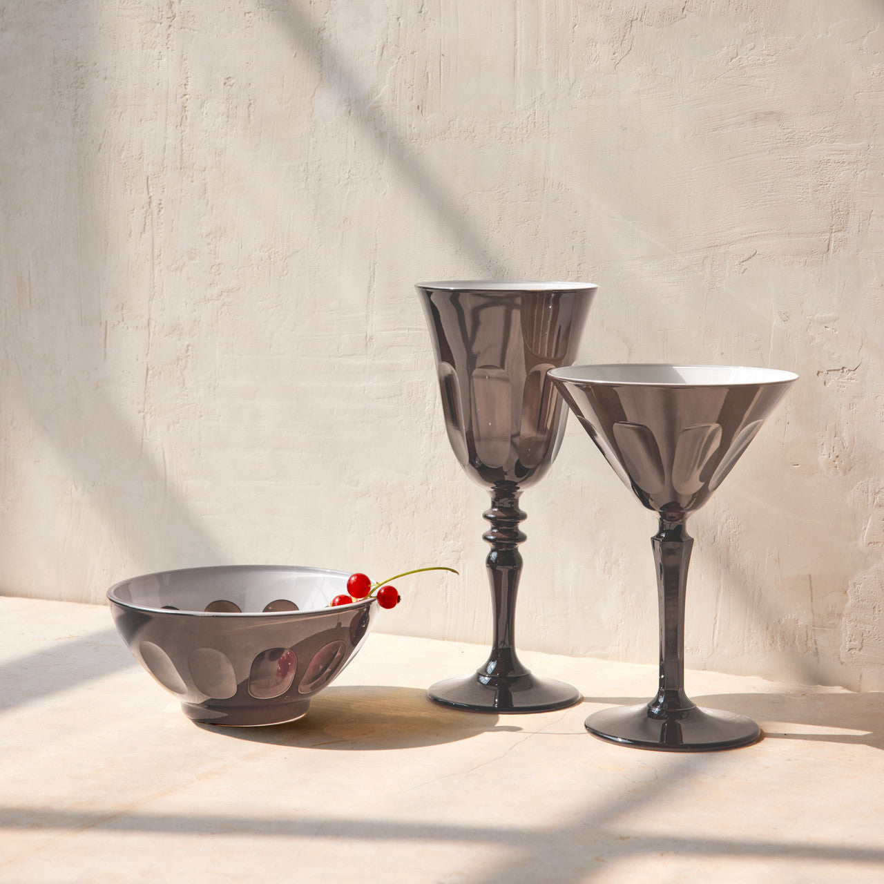 Rialto Glass Bowl Set/2, Warm Gray