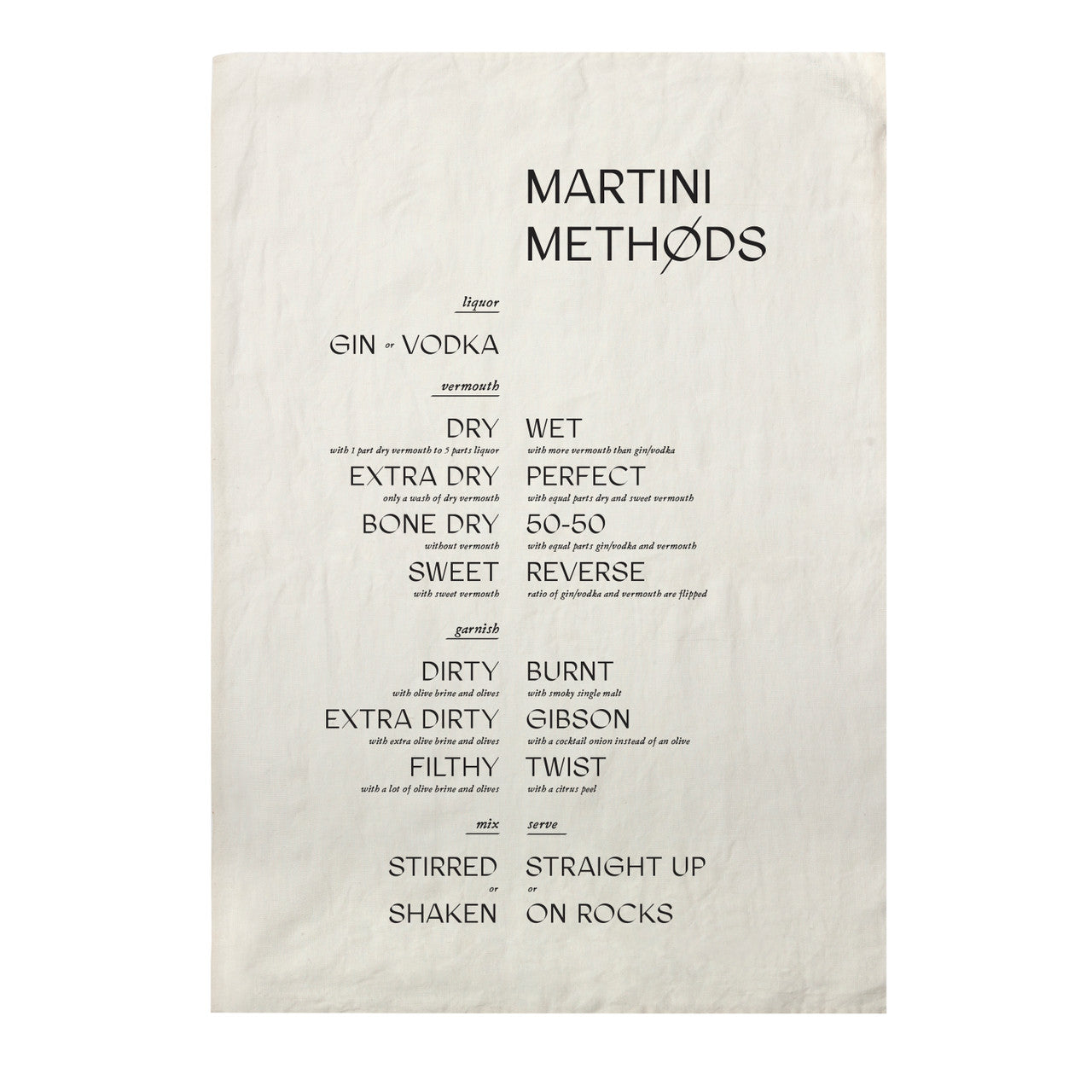 MARTINI METHODS PURE LINEN TEA TOWEL