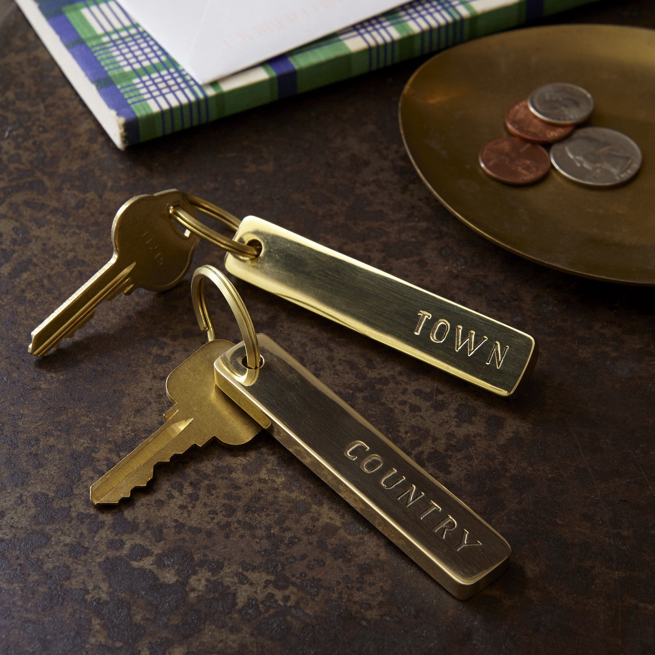 Brass Town & Country Key Chain Pair