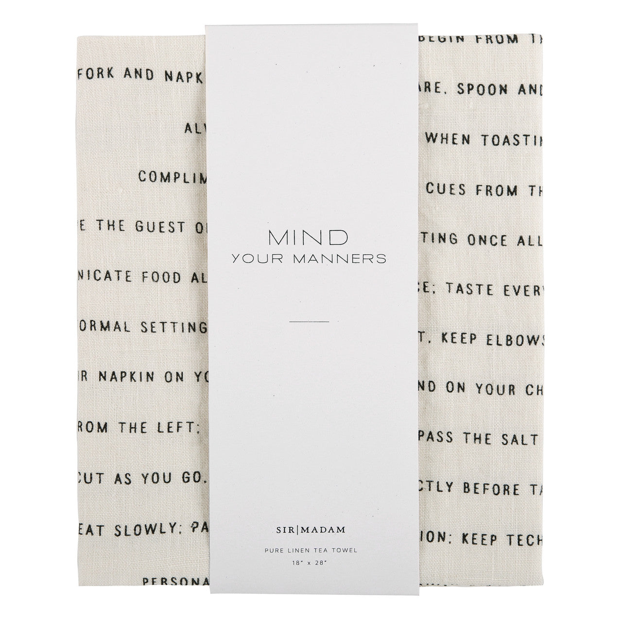 Mind Your Manners Pure Linen Tea Towel