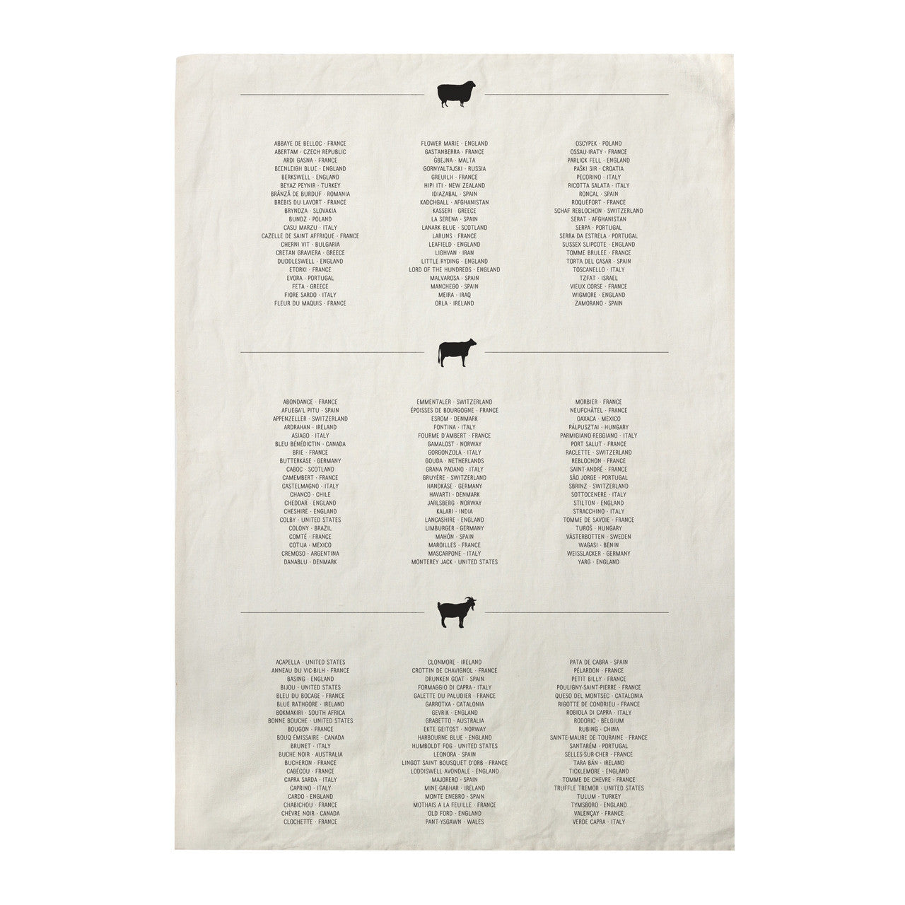 Cheese List Pure Linen Tea Towel