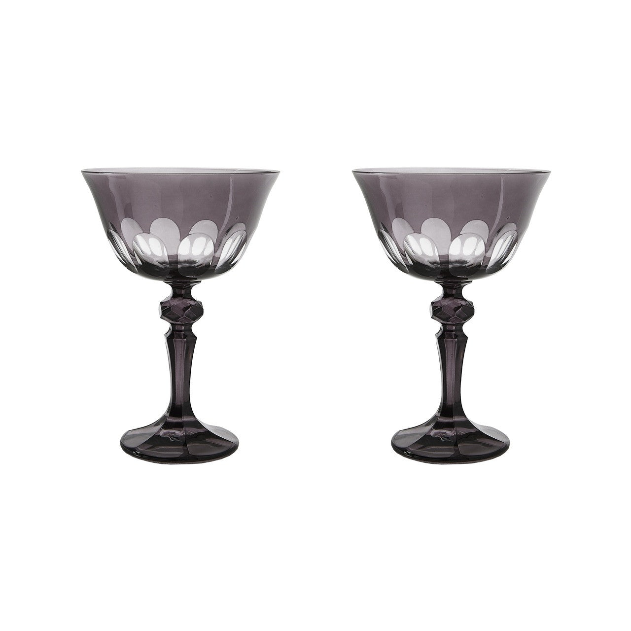 Rialto Glass Coupe Set/2, Smoke