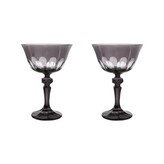 Rialto Glass Coupe Set/2, Smoke