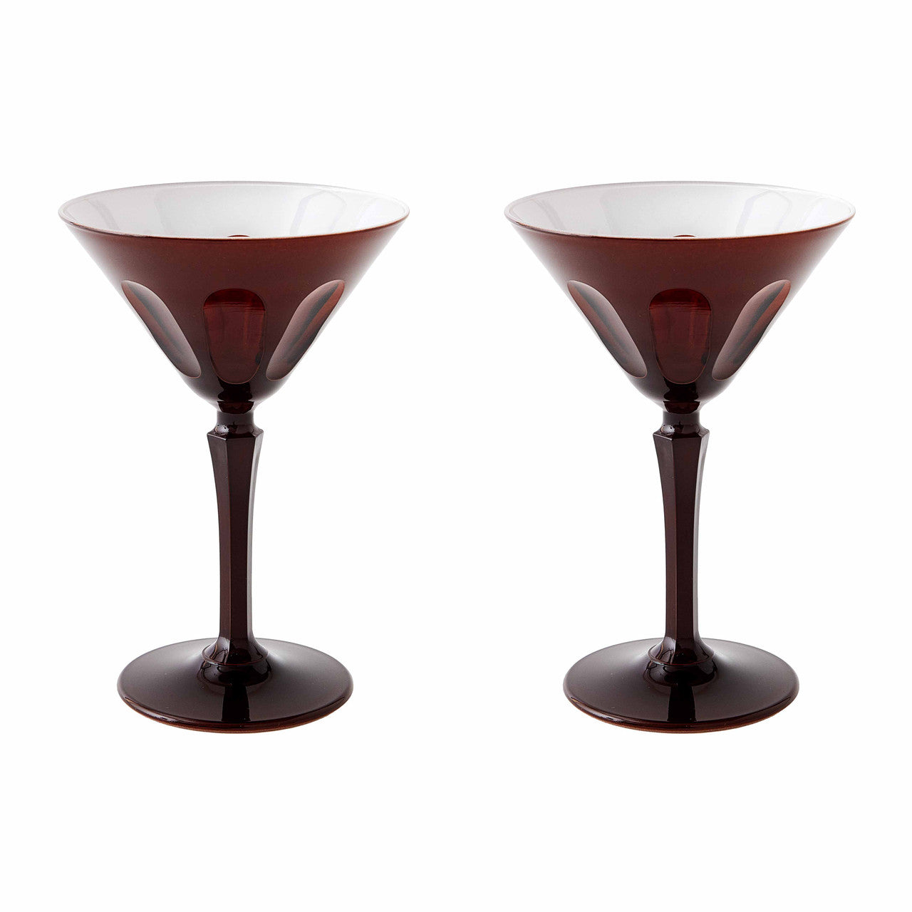 Rialto Glass Martini Set/2, Oxblood - Oxblood