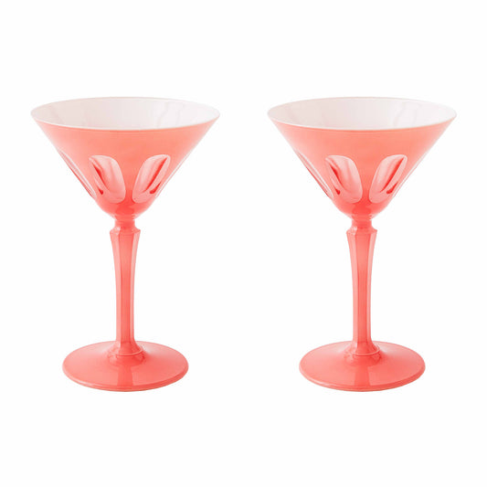 Rialto Glass Martini Set/2, Salmon
