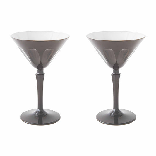Rialto Glass Martini Set/2, Warm Gray
