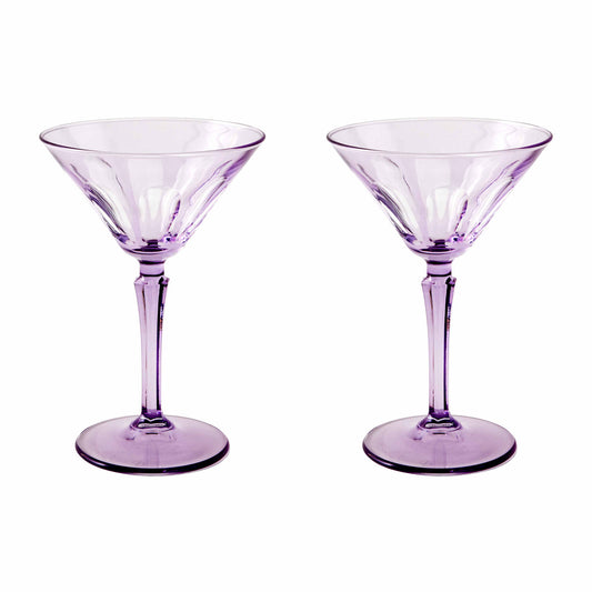 Rialto Glass Martini Set/2, Amethyst
