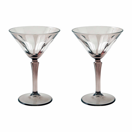 Rialto Glass Martini Set/2, Smoke
