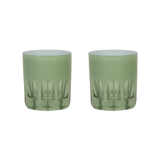 Rialto Glass Old Fashion Set/2, Pale Sage