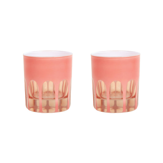 Rialto Glass Old Fashion Set/2, Salmon