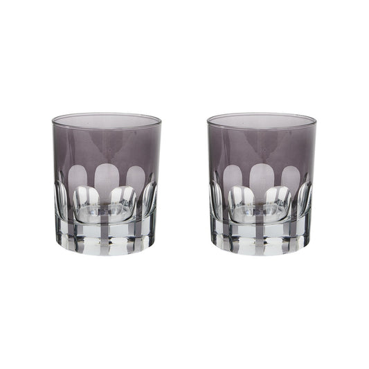 Rialto Glass Old Fashion Set/2, Smoke