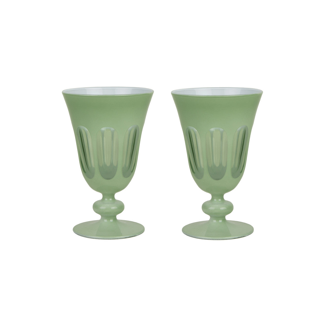 Rialto Glass Tulip Set/2, Pale Sage