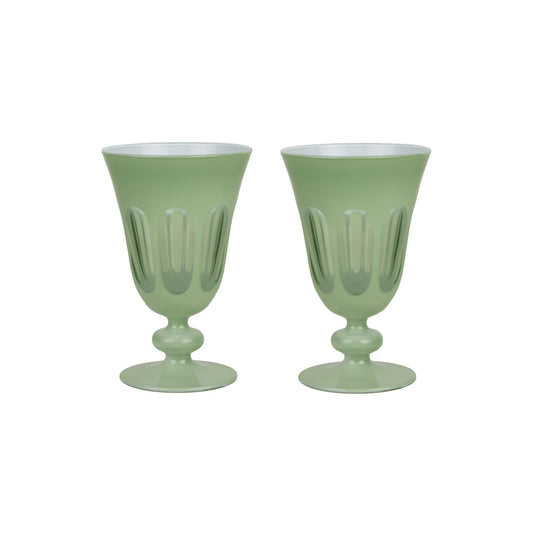 Rialto Glass Tulip Set/2, Pale Sage