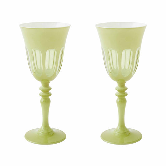 Rialto Glass Wine Set/2, Pale Sage