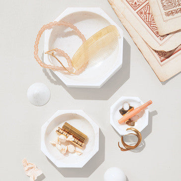 MARBLE MODERNIST OCTANGULAR BOWL, LARGE