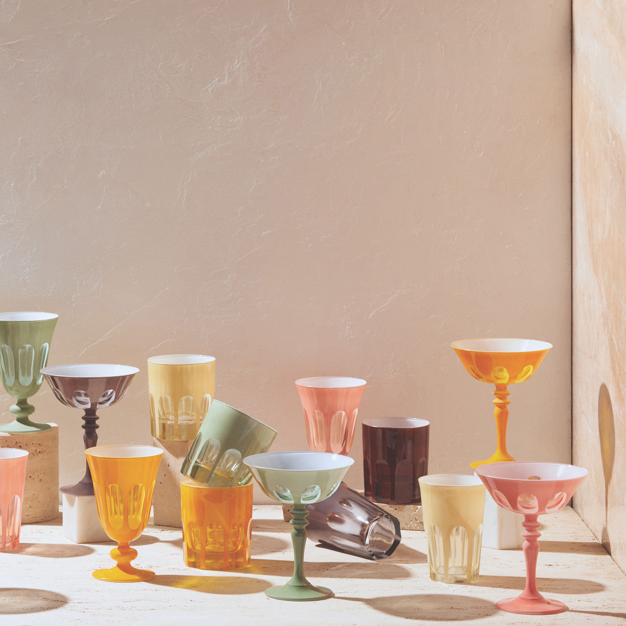 Rialto Glass Old Fashion Set/2, Crème