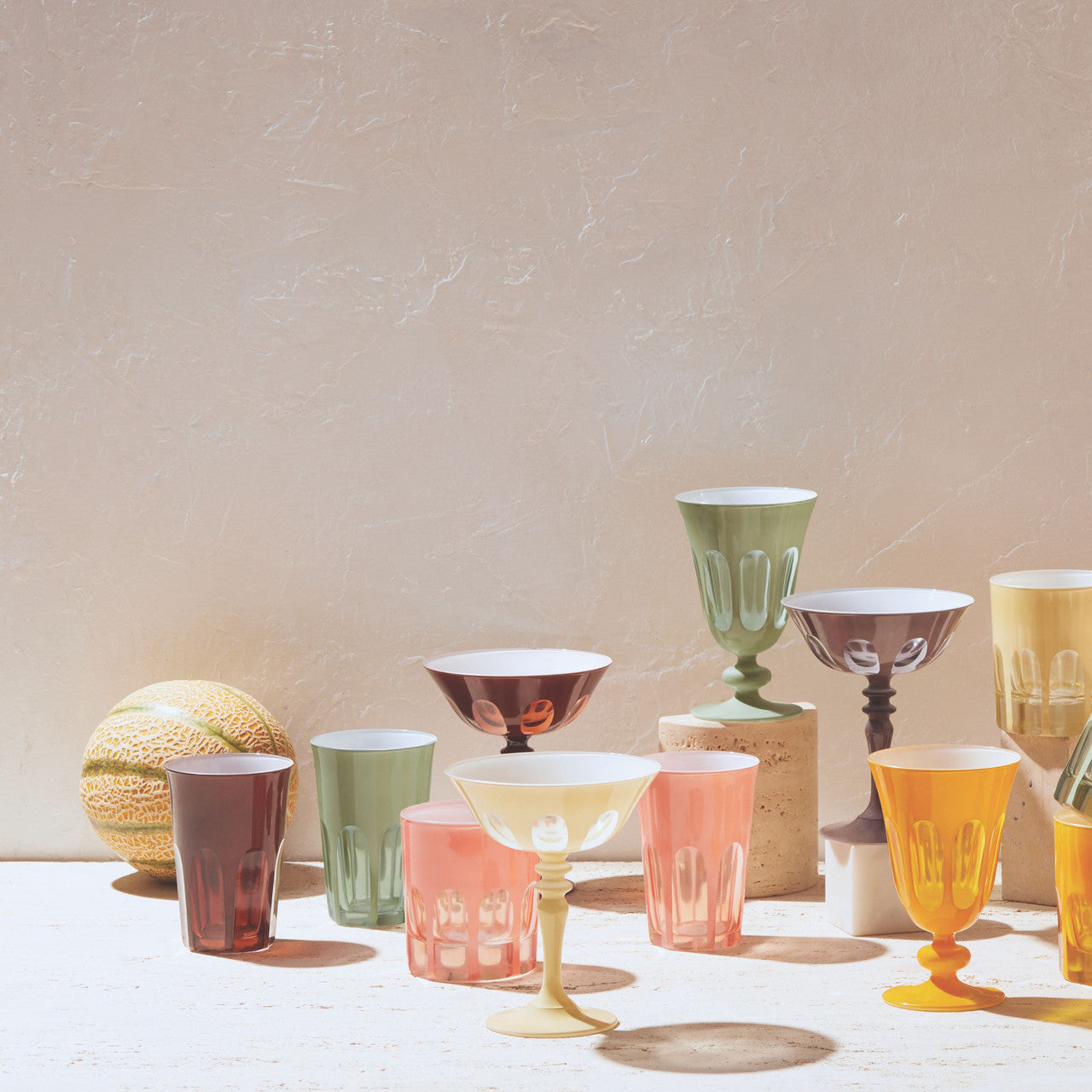 Rialto Glass Original Coupe Set/2, Oxblood