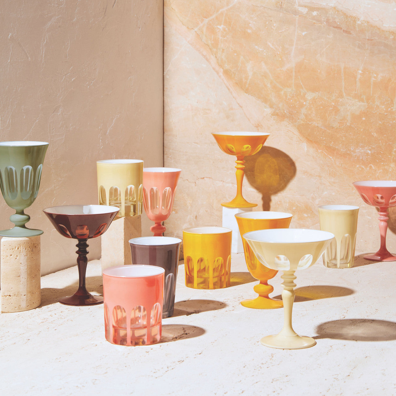 Rialto Glass Tulip Set/2, Salmon