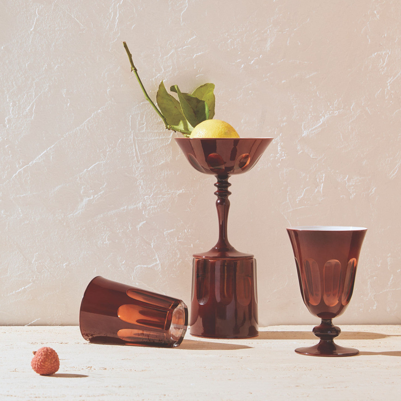 Rialto Glass Old Fashion Set/2, Oxblood