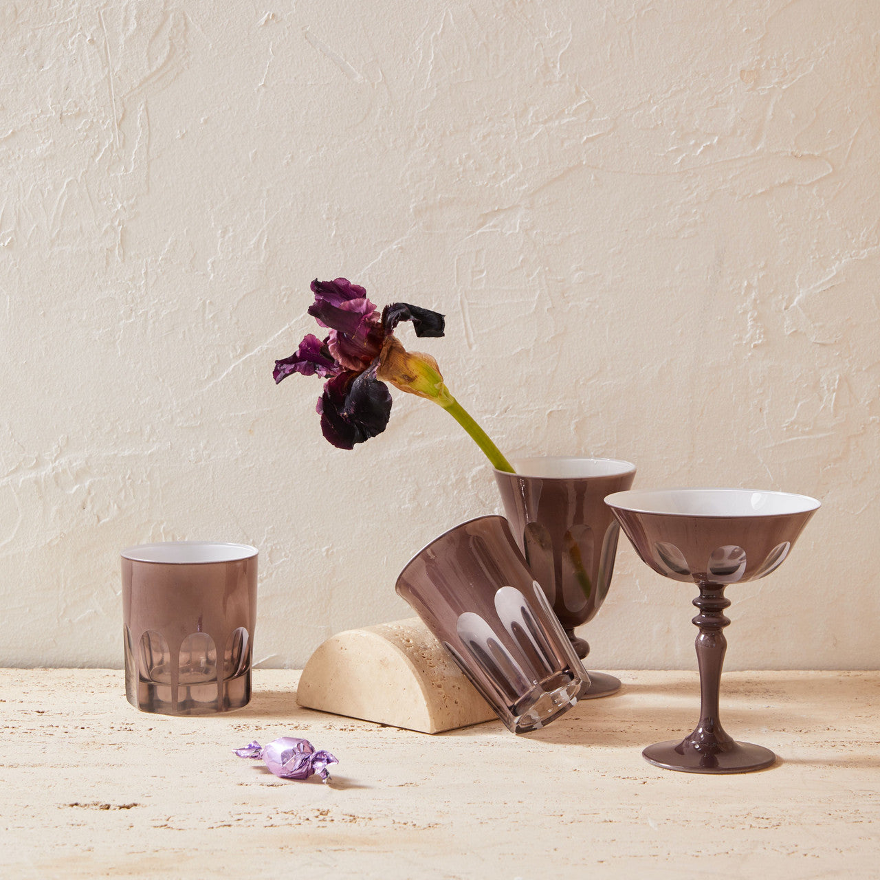 Rialto Glass Tumbler Set/2, Warm Gray