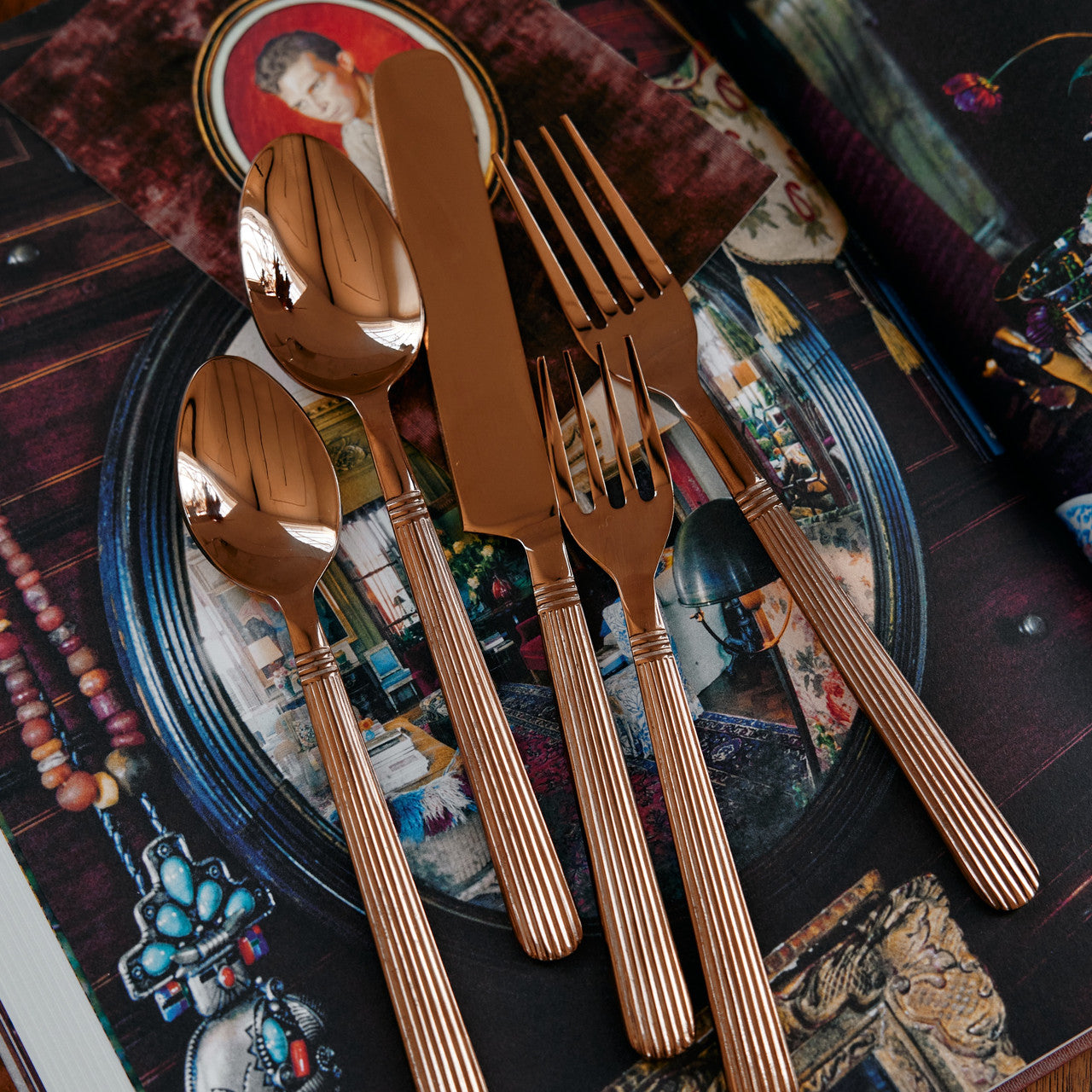 Athenian Flatware Set/5, Blush Mirror