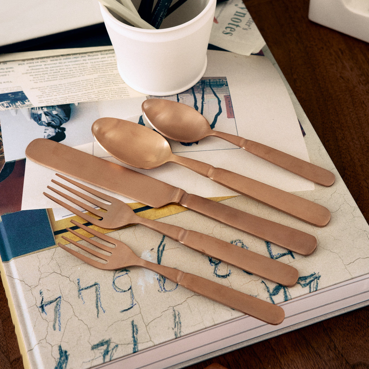 Florentine Flatware Set/5, Blush Matte