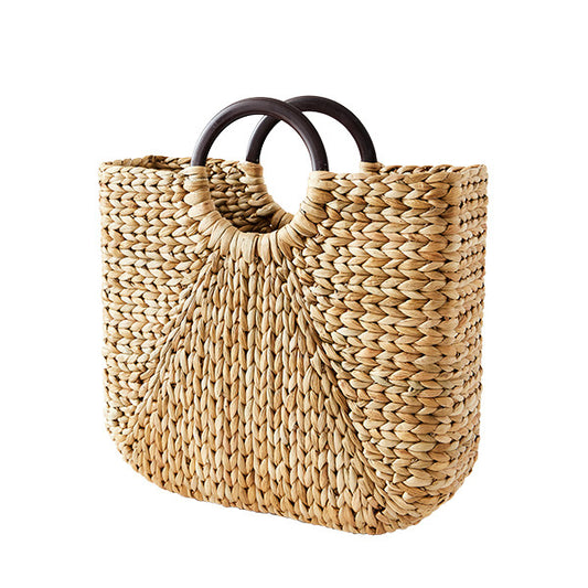 Large Demilune Basket Tote, Oxblood