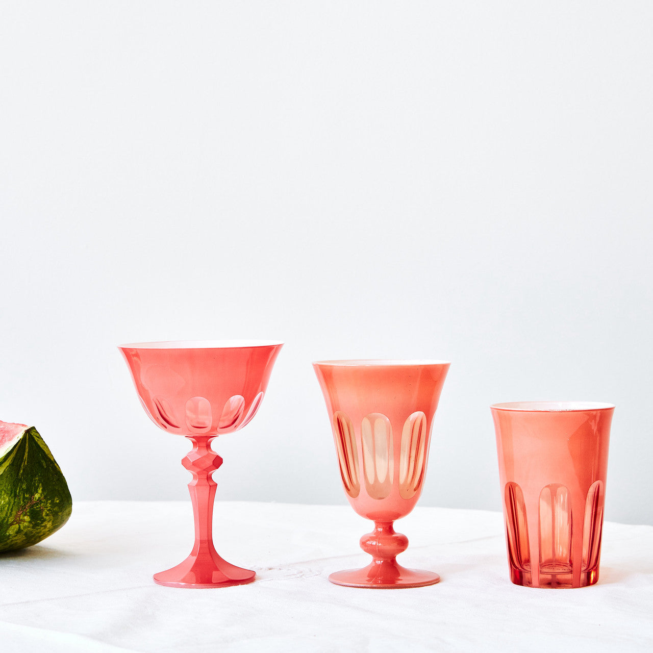 Rialto Glass Coupe Set/2, Salmon