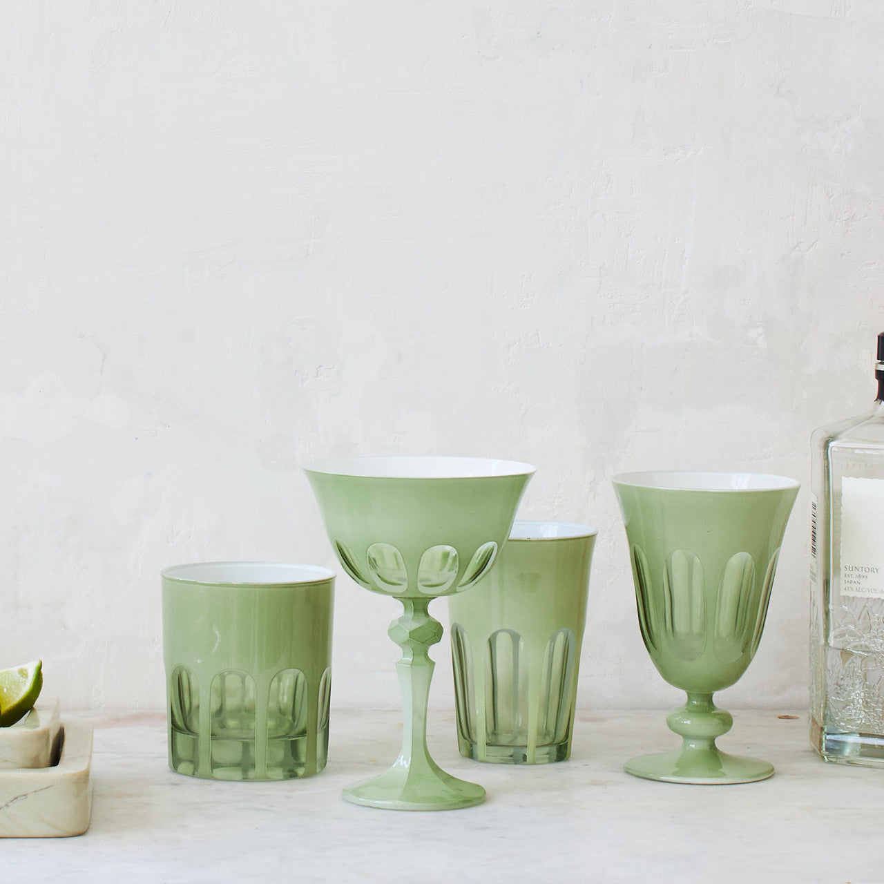 Rialto Glass Coupe Set/2, Pale Sage
