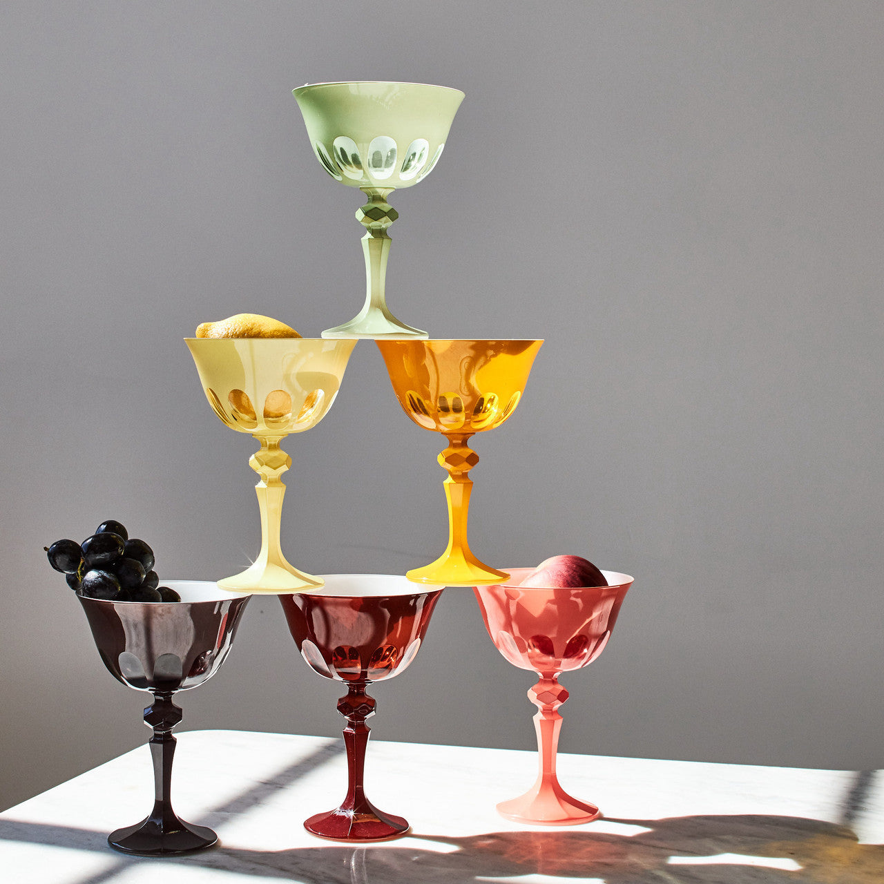 Rialto Glass Coupe Set/2, Crème