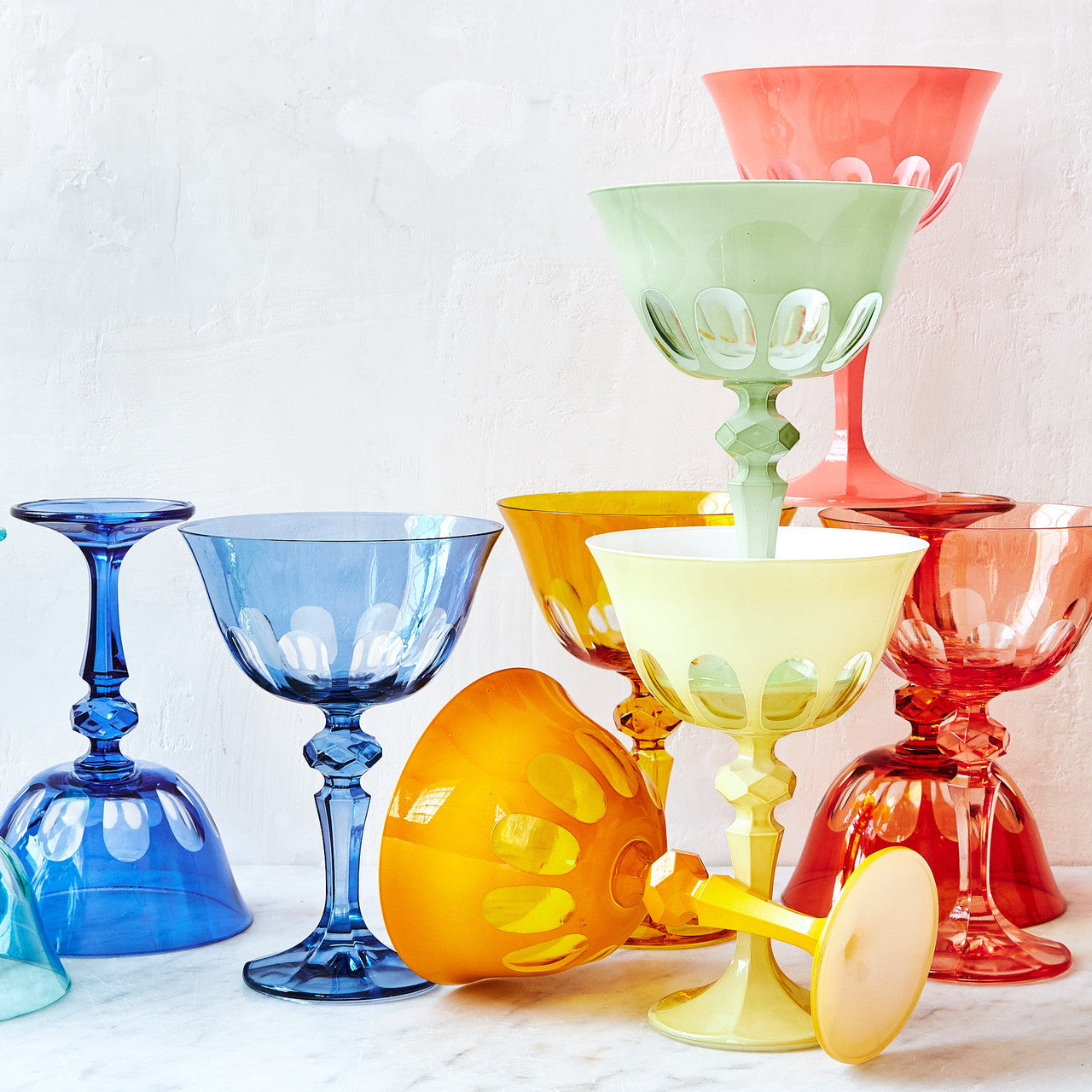 Rialto Glass Coupe Set/2, Crème