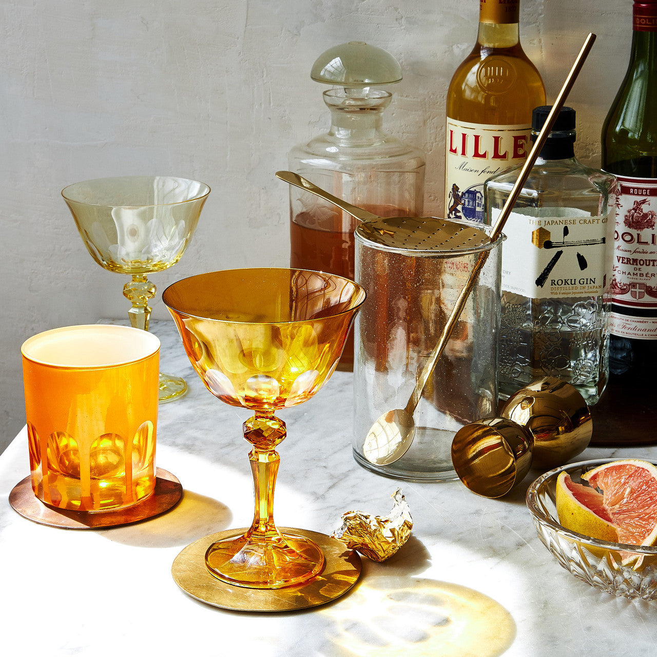 Rialto Glass Coupe Set/2, Saffron