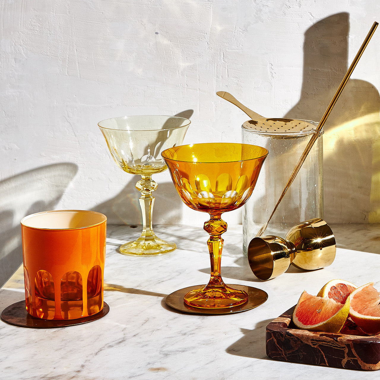 Rialto Glass Coupe Set/2, Limoncello