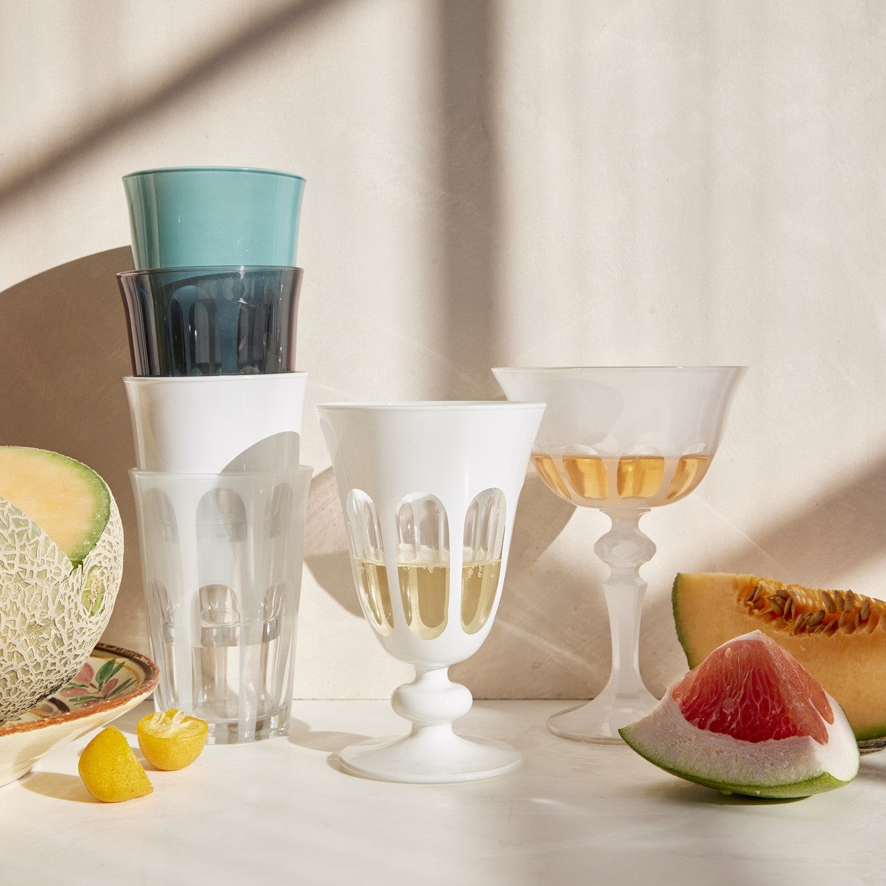 Rialto Glass Tulip Set/2, Chalk