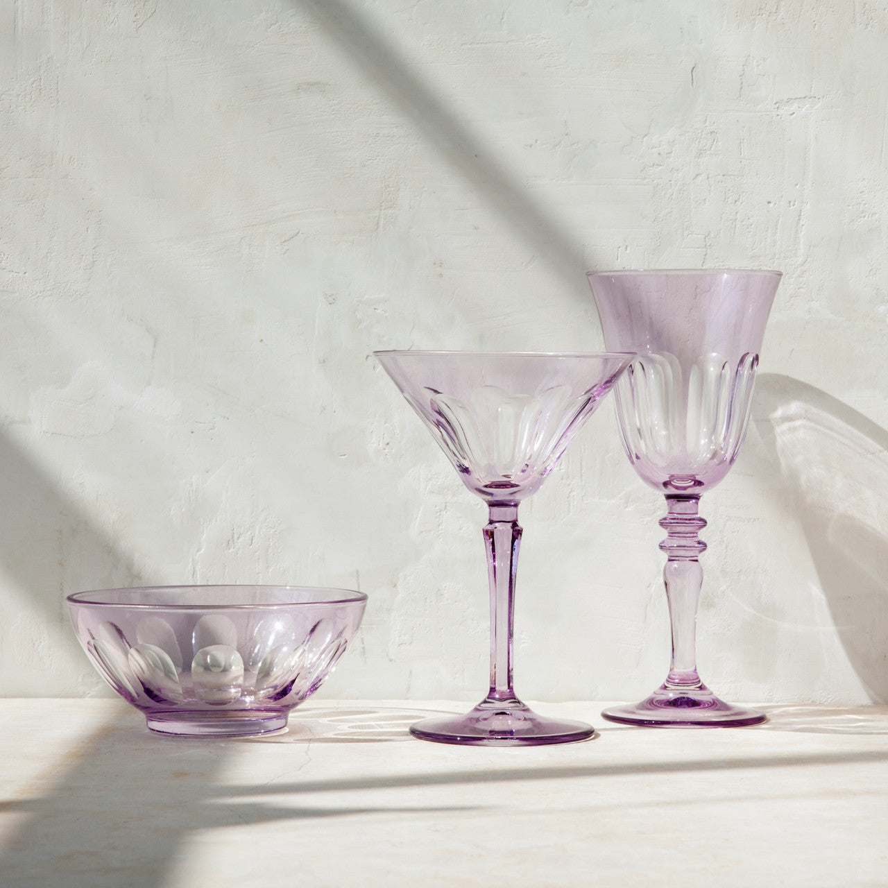 Rialto Glass Martini Set/2, Amethyst