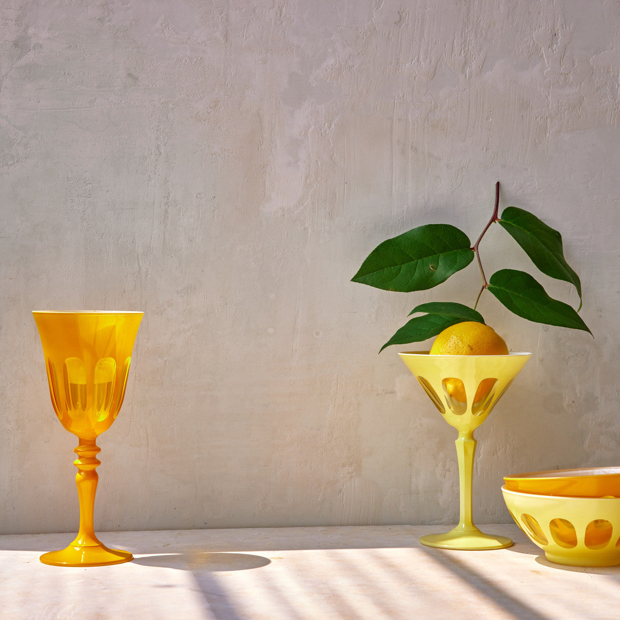 Rialto Glass Wine Set/2, Saffron