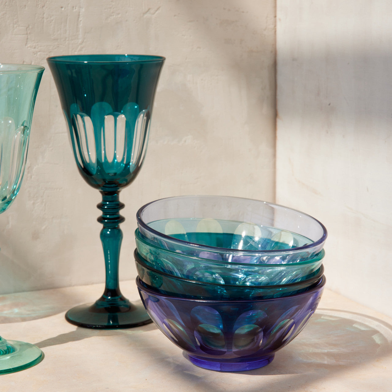 Rialto Glass Bowl Set/2, Menthe