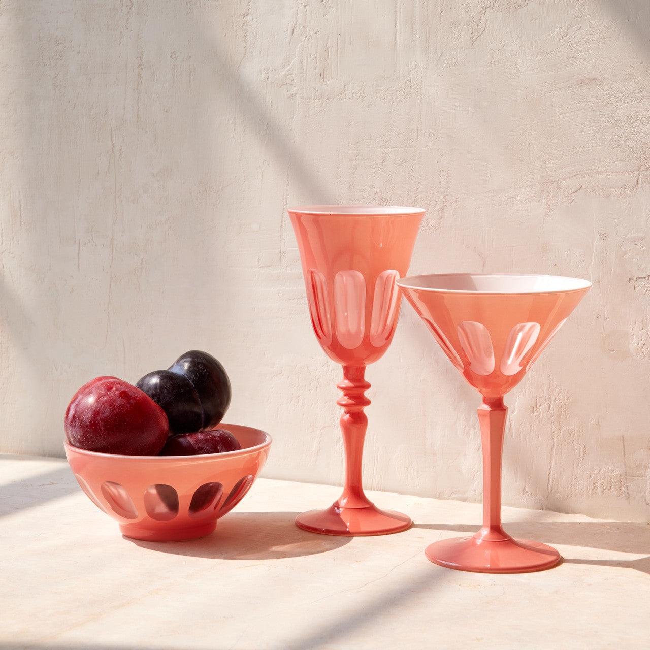 Rialto Glass Wine Set/2, Salmon