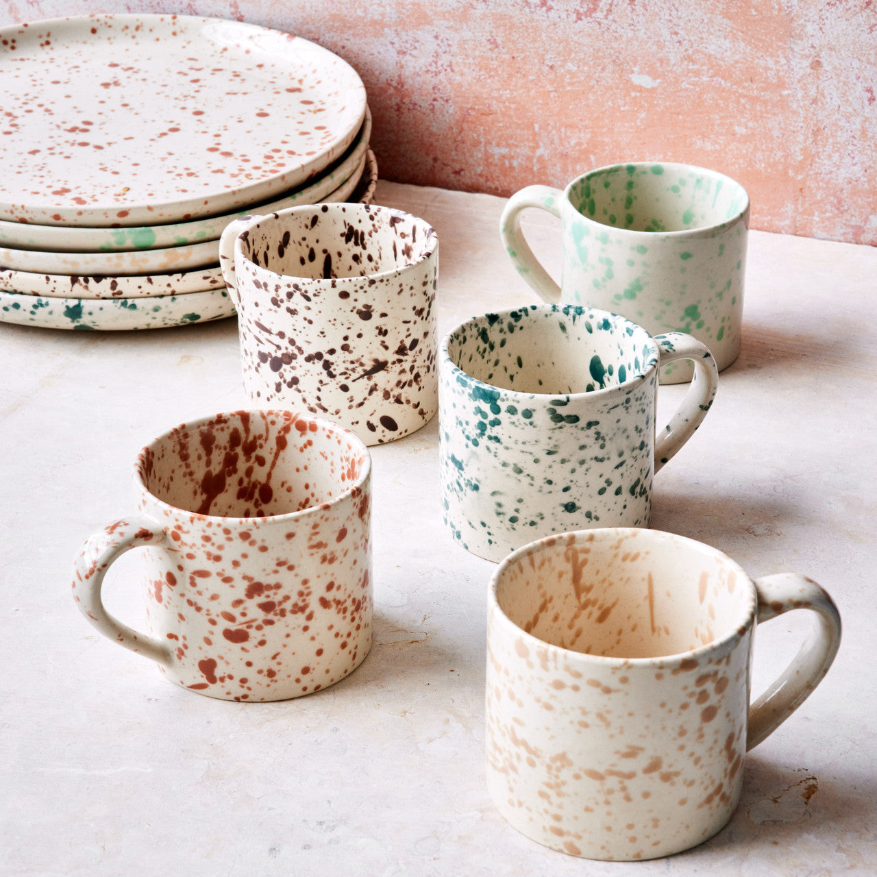 Splatterware Mugs Set of 4, Nettle