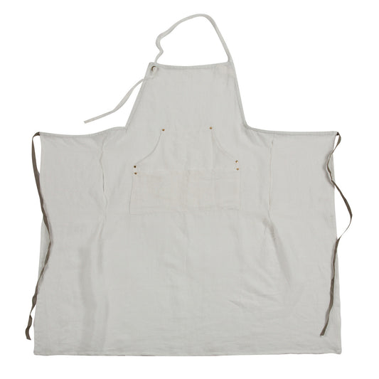 LINEN GRAND APRON, OYSTER WHITE