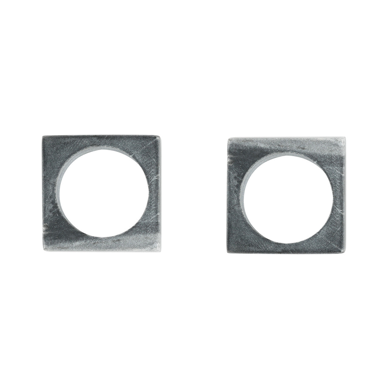 GRAY MARBLE MODERNIST NAPKIN RINGS, SET OF 2