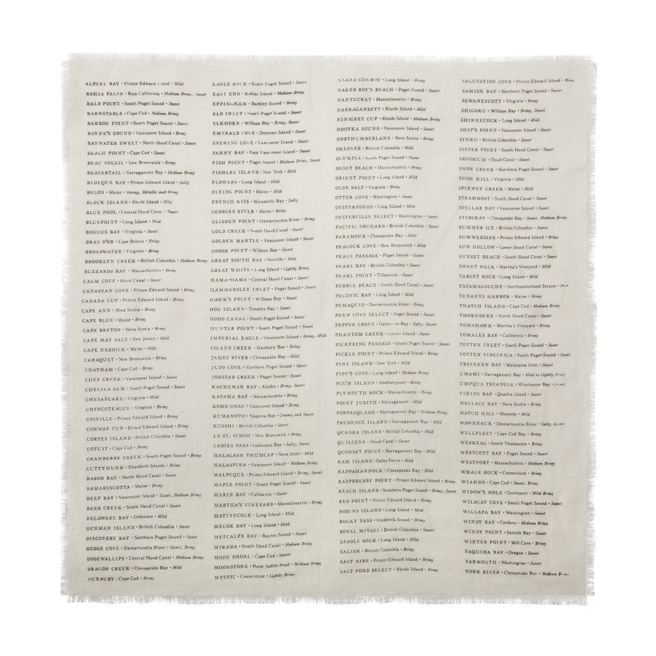 North American Oysters Napkins, Oyster White, set of 4