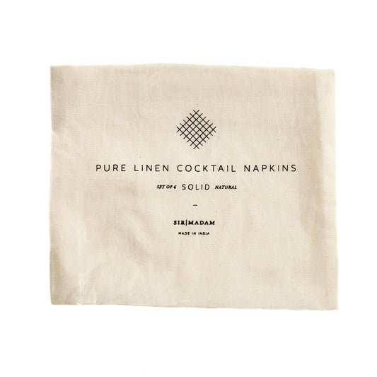 Cocktail Napkins, Natural, Set of 6