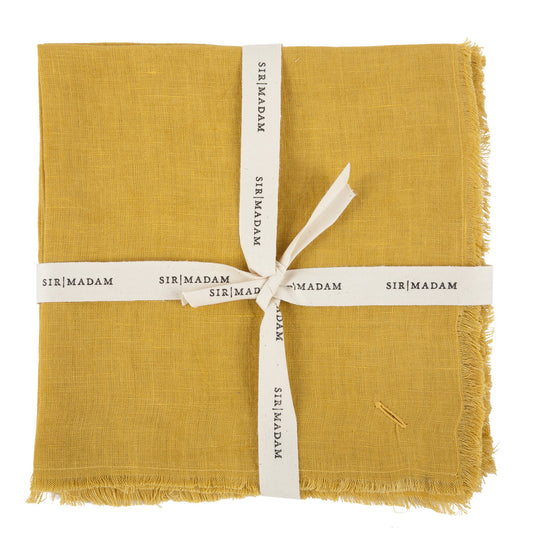 SOLID LINEN NAPKINS, CURRY, SET OF 4